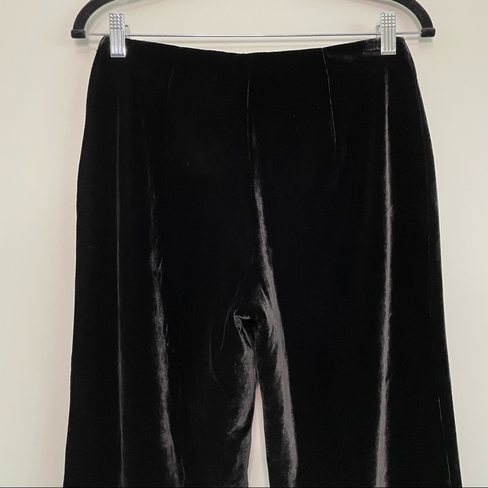 Cinq A Sept Lou Velvet Crop Flare Pants In Black With Ribbon Ties Size 4 - Picture 7 of 8
